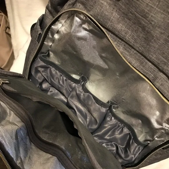 Ruvalino  diaper bag backpack. Gray, Black, with gold zippers - Picture 3 of 7